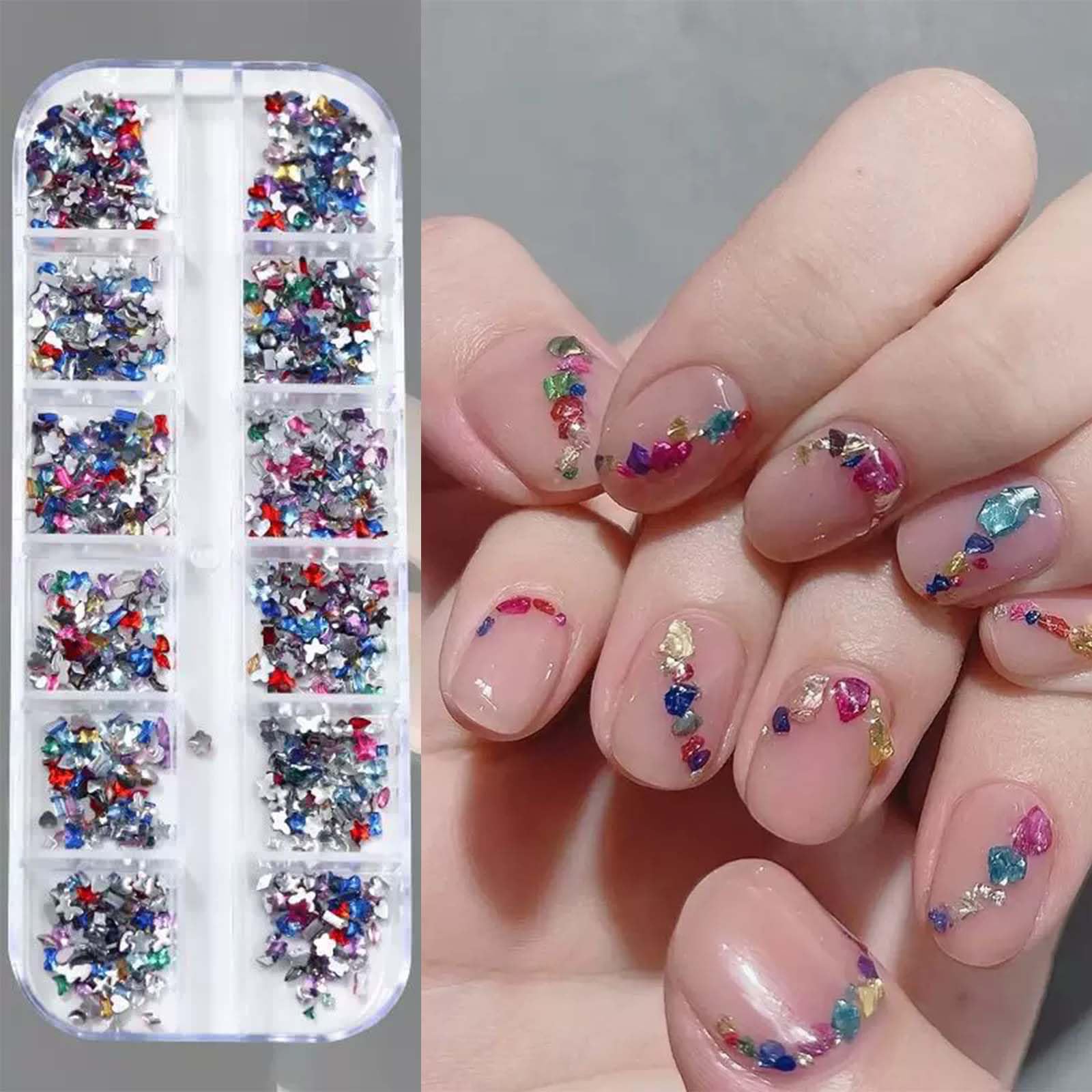 Variety of flatback resin nail gems for manicure designs