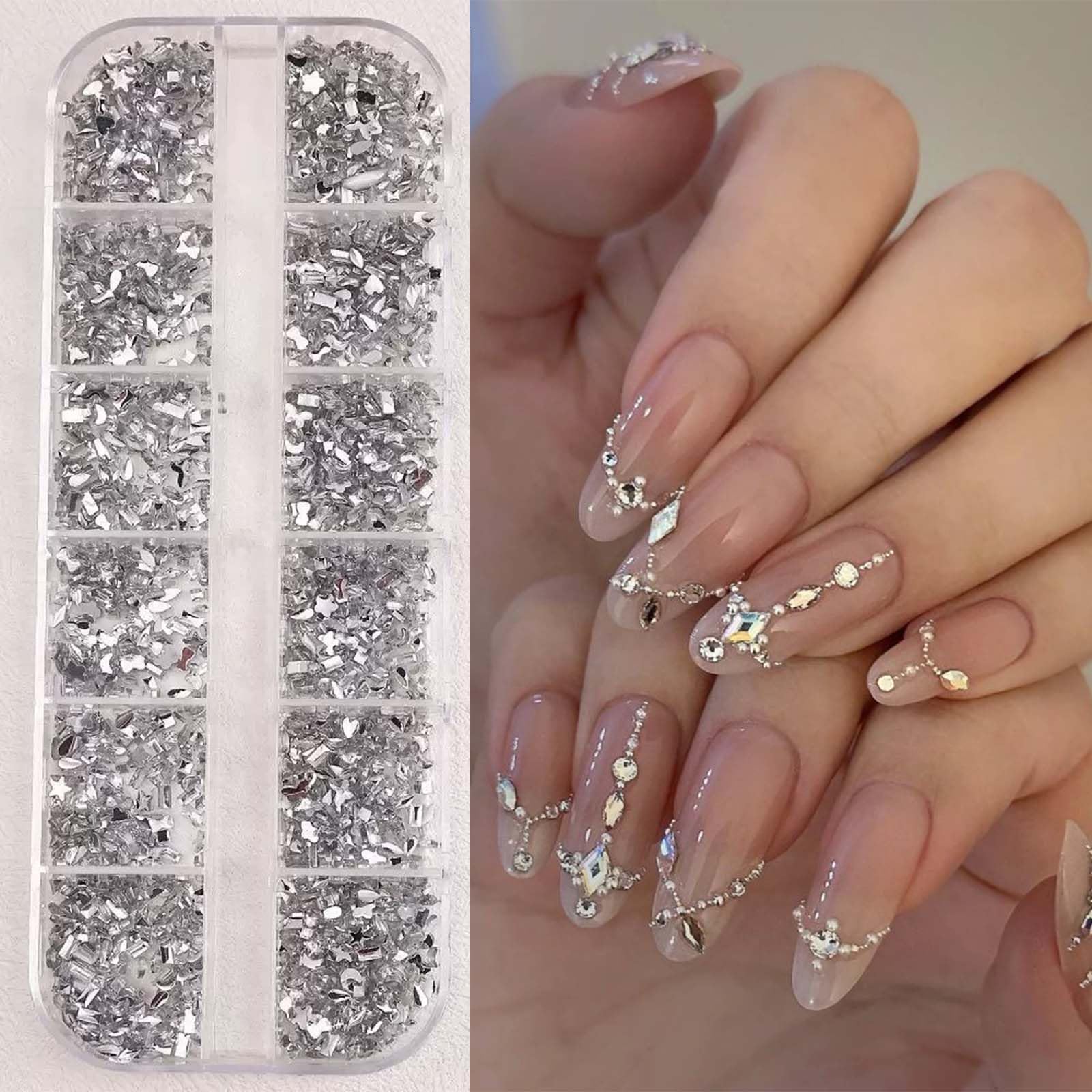 Detailed view of Aurora Borealis finish rhinestones