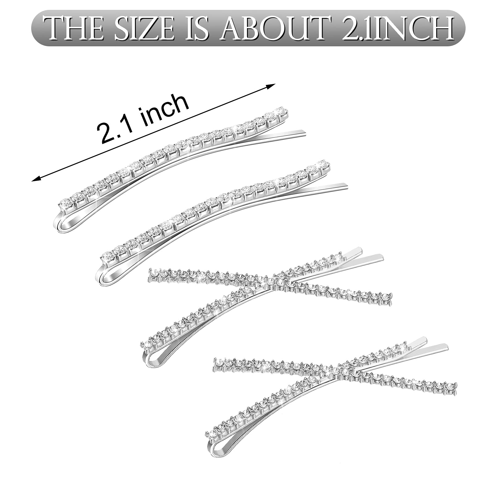 Decorative crystal hair clips and X shaped metal barrettes assortment
