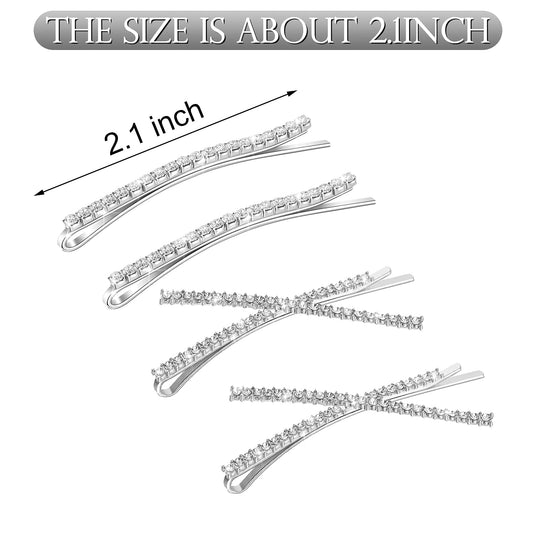 Decorative crystal hair clips and X shaped metal barrettes assortment