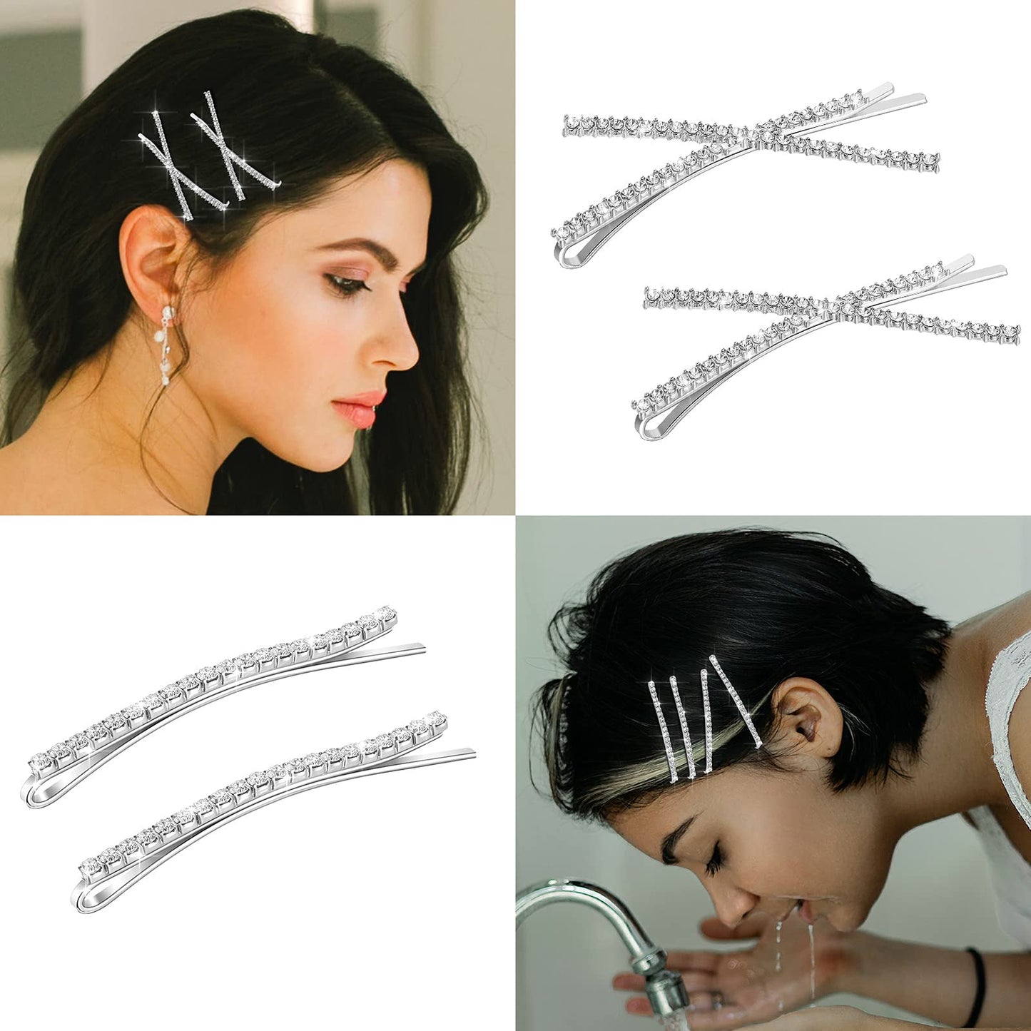 Premium silver diamond wedding hair accessories close up view