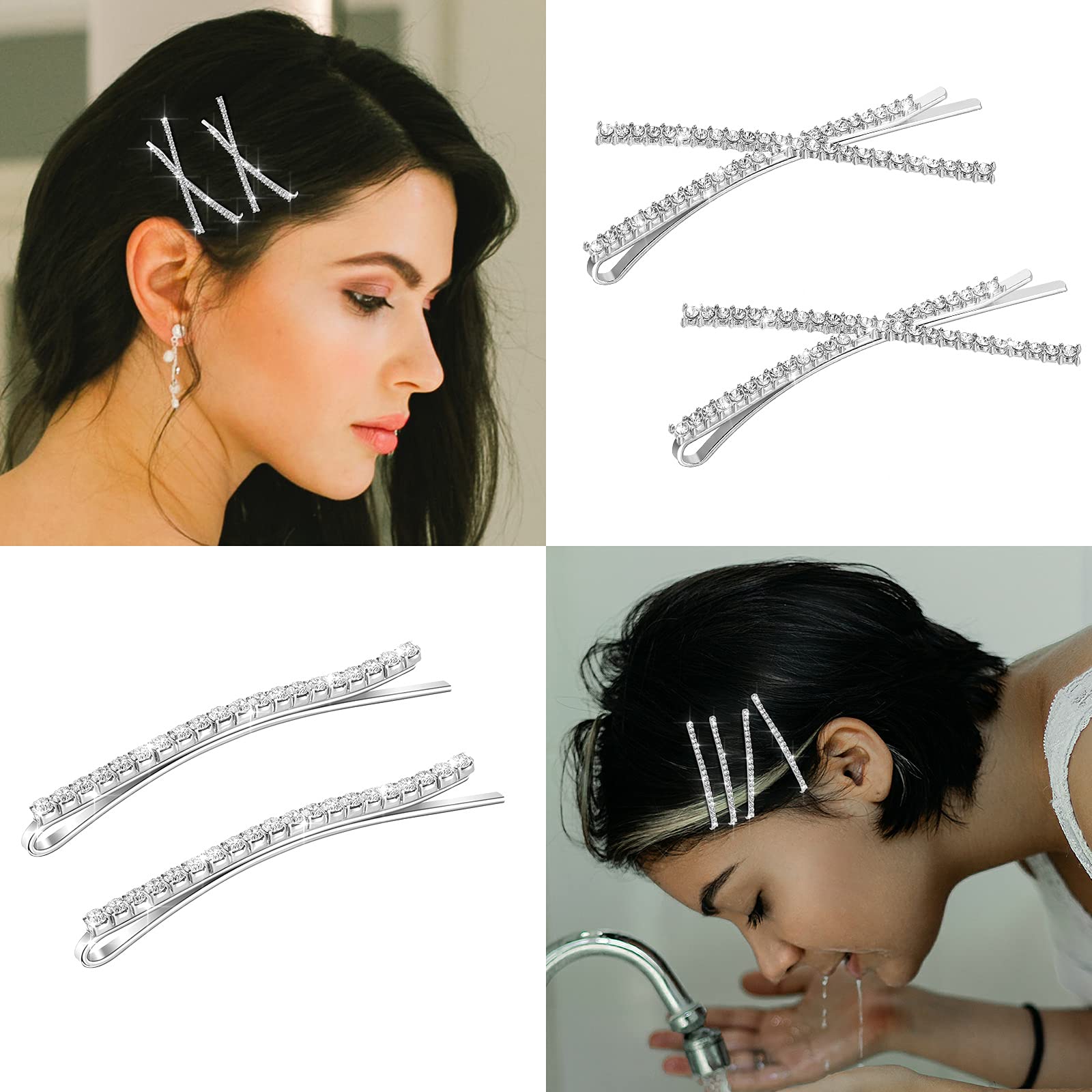 Premium silver diamond wedding hair accessories close up view