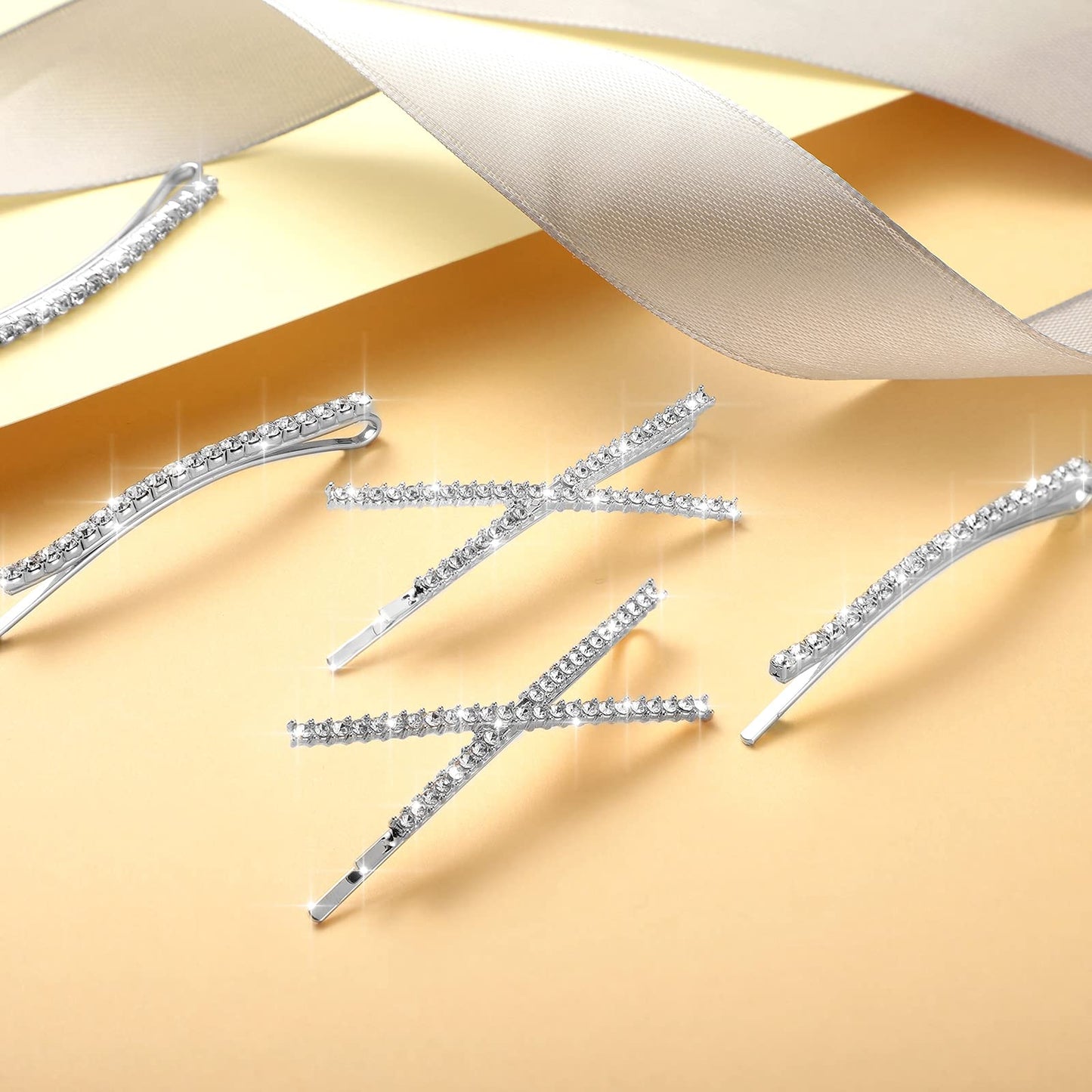 Twelve piece bridal shower crystal bobby pins collection packaging