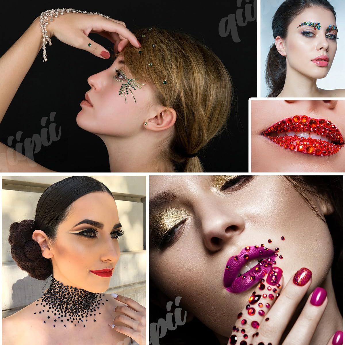 Flatback resin stones arranged for nail art design