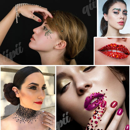 Flatback resin stones arranged for nail art design