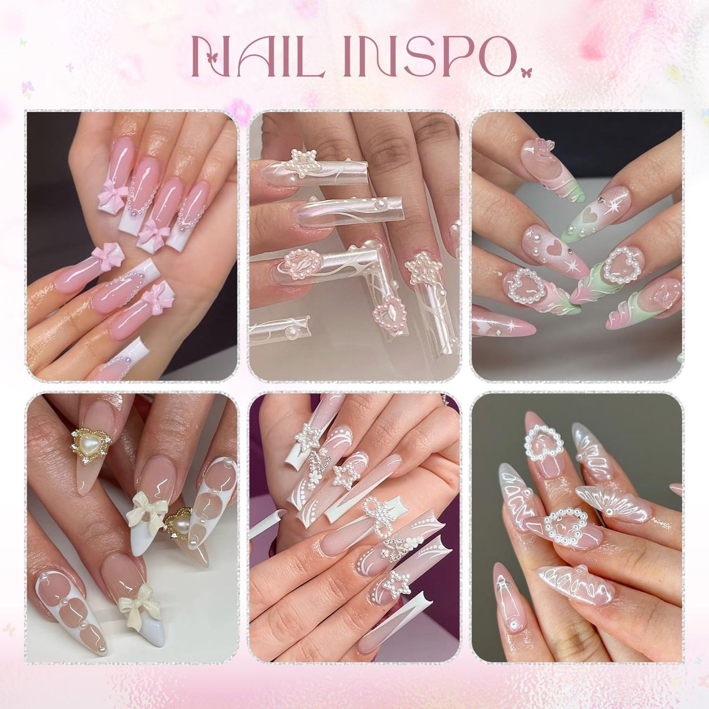 Included nail art picker tool and tweezers for charm application.