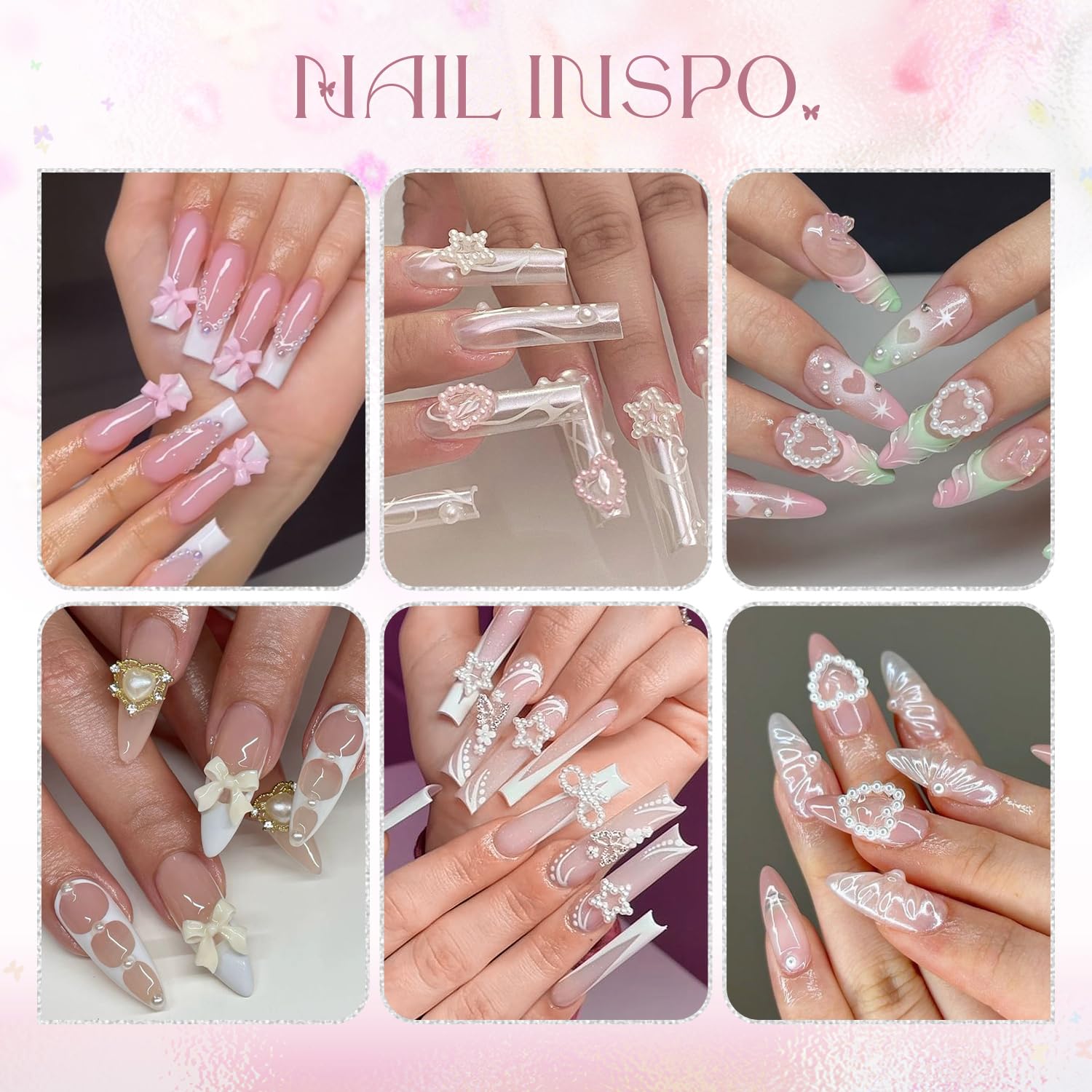 Included nail art picker tool and tweezers for charm application.