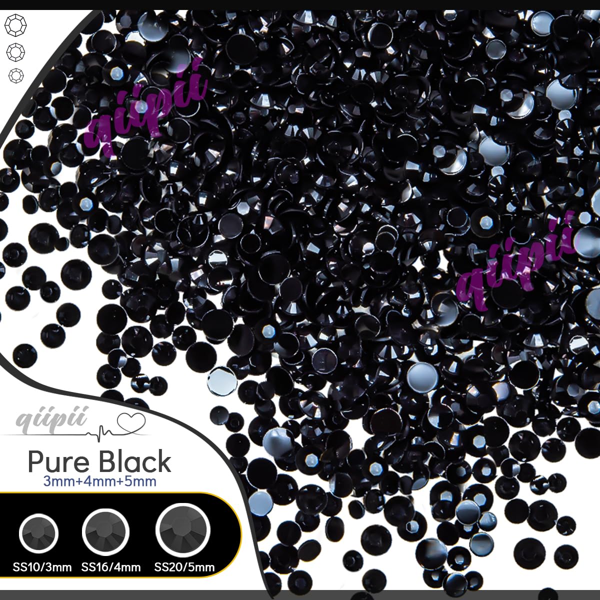 Non-hotfix black rhinestones for tumbler decoration