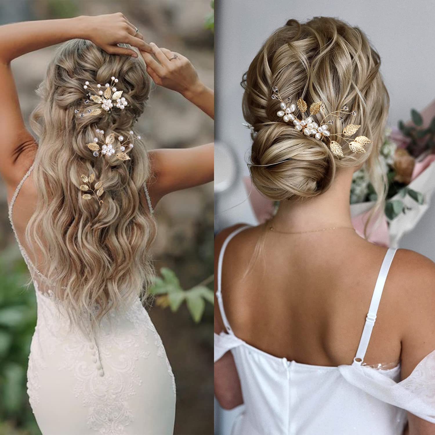 Side view of the premium imported wedding hairstyle decoration pins for brides