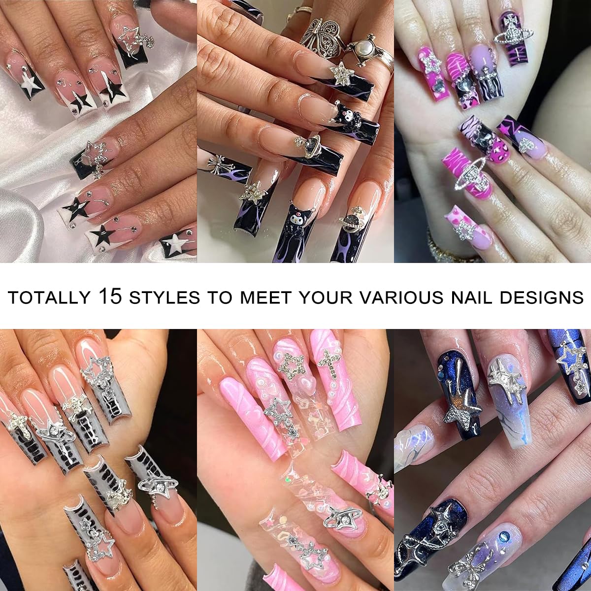 Assorted metal alloy nail charms for acrylic nails