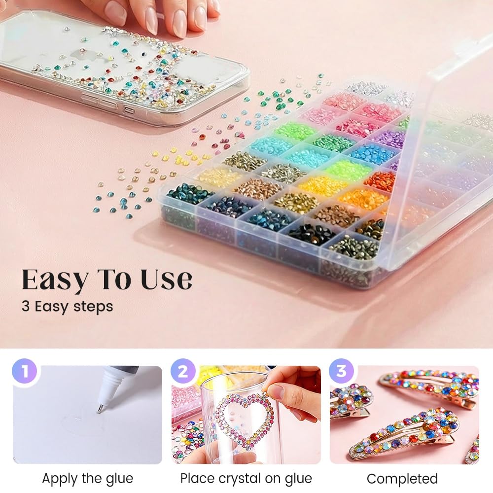 Professional view of various colored flatback craft gems