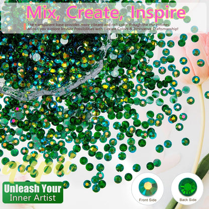 Transparent green AB resin stones used for nail art design
