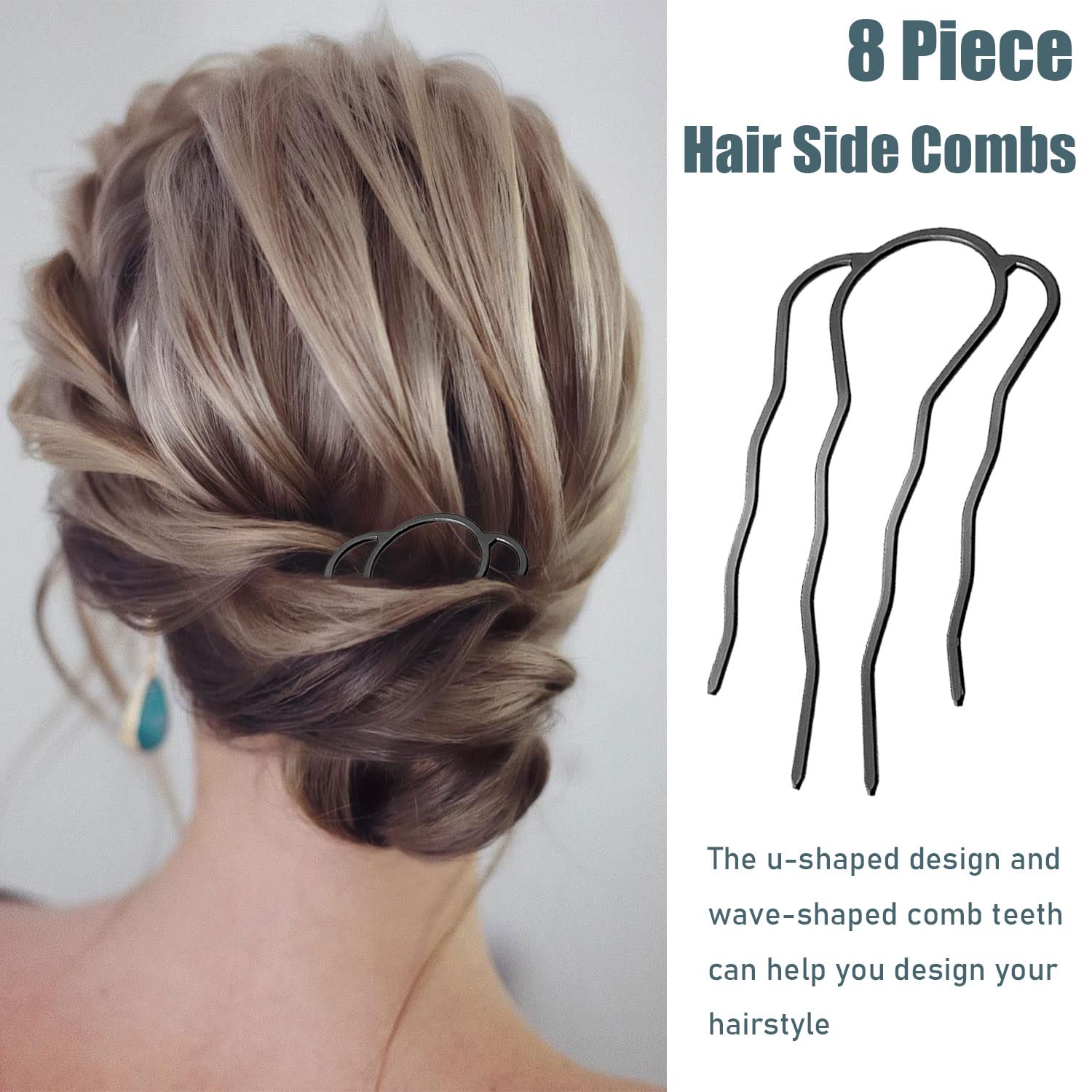 BOYIVI U shape hair sticks for women bun styling closeup view