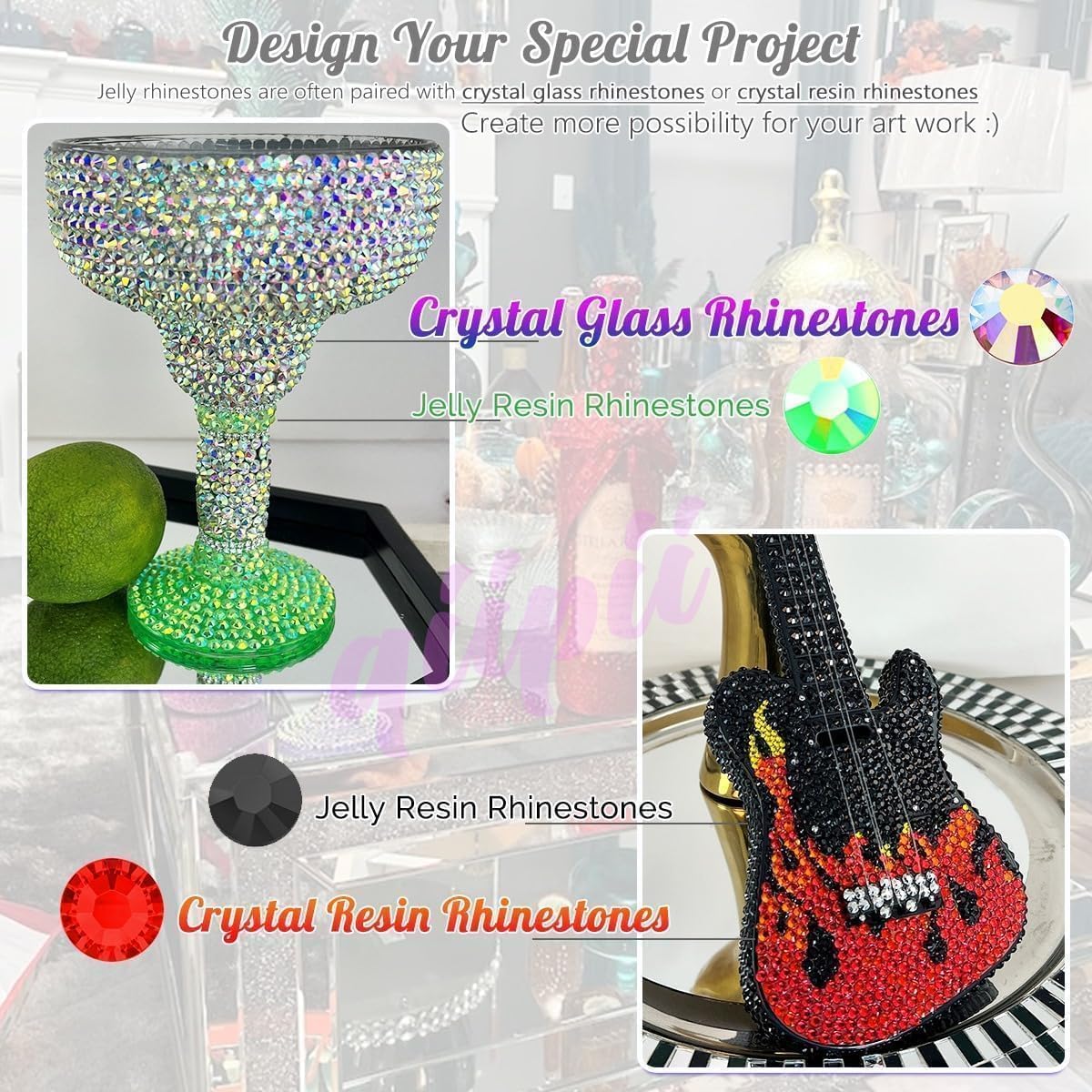 Qiipii resin rhinestones for tumbler and shoe decoration