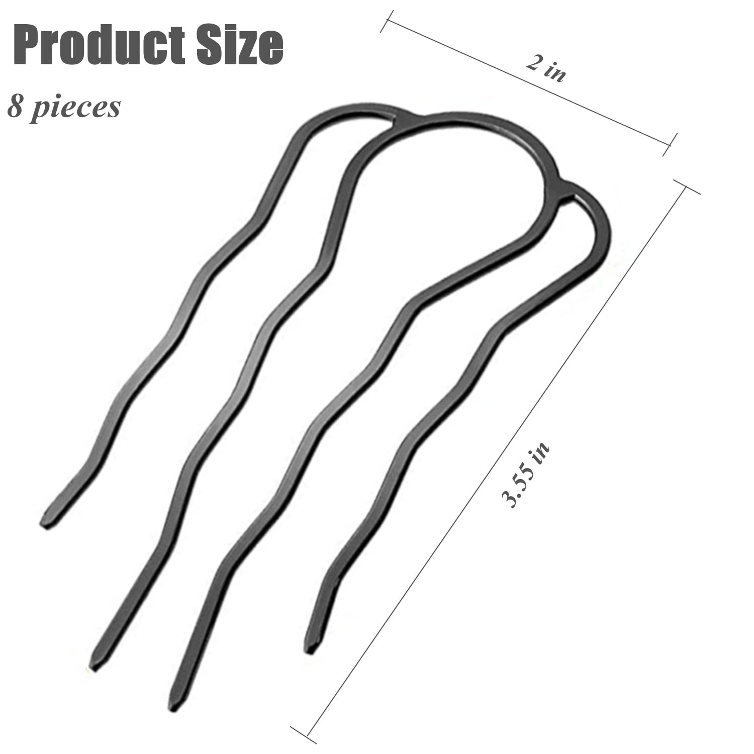 BOYIVI 4 prong updo hair accessories set of 8 pieces packaging layout