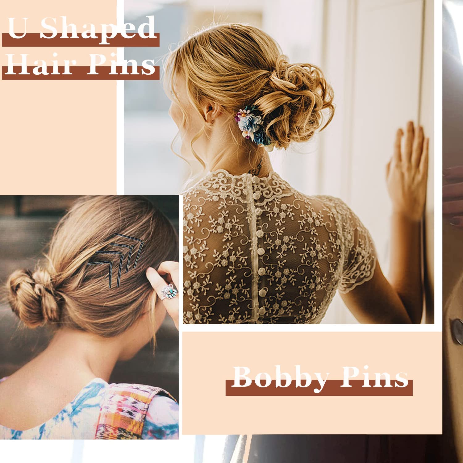 Premium jumbo bobby pins with protective rubber tipped ball ends close up