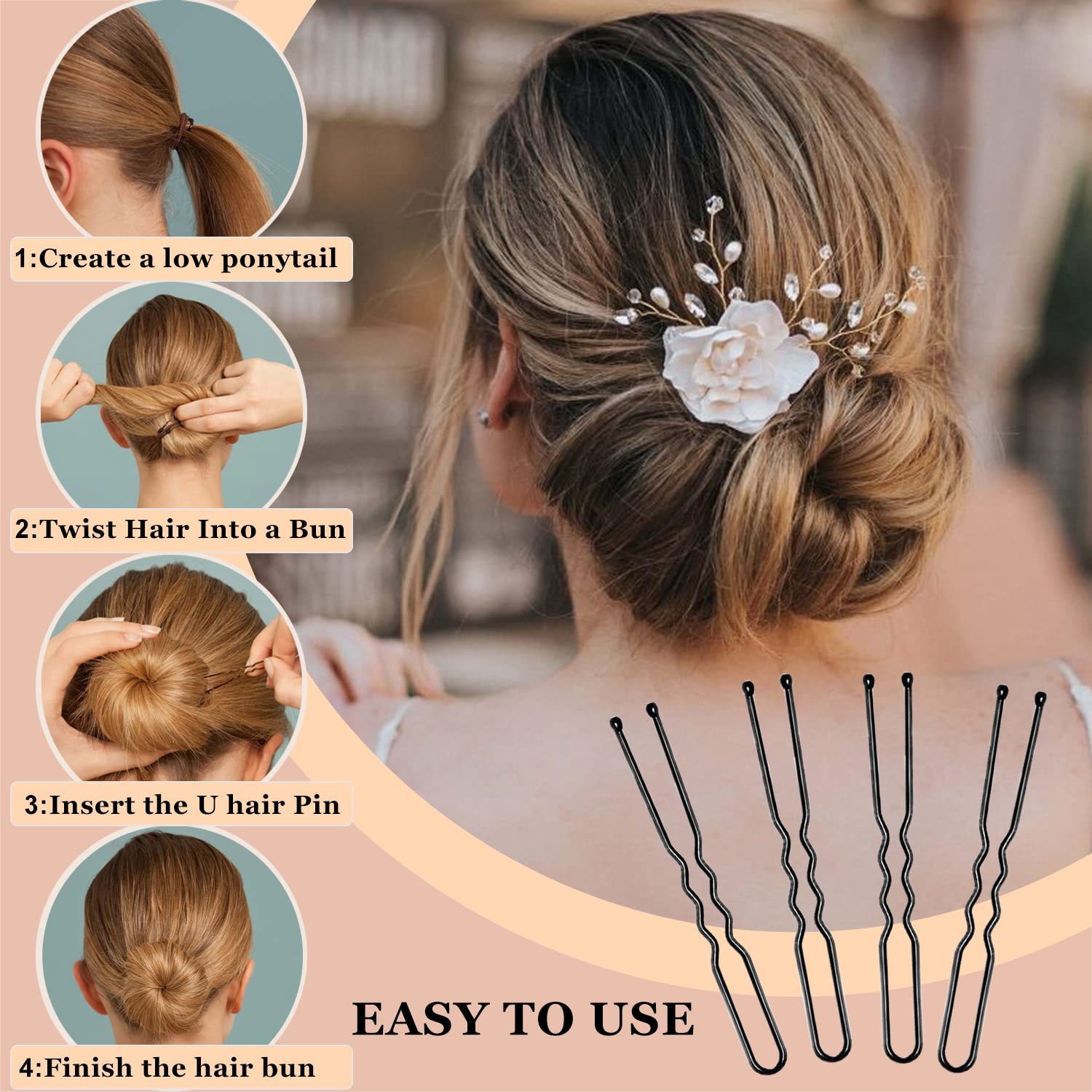 Heavy duty metal styling pins for thick hair extensions and bridal buns