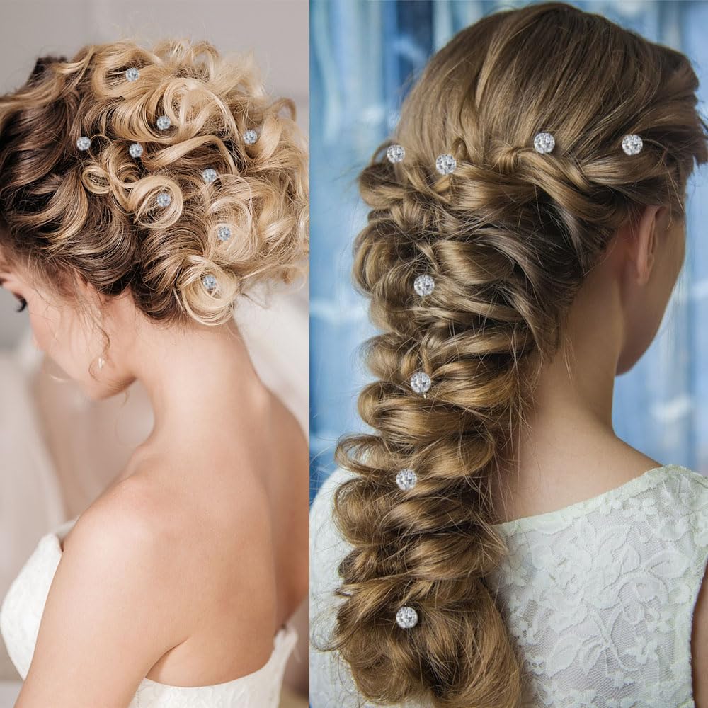 Demonstration of the diamond twist pins placed securely in a formal prom updo