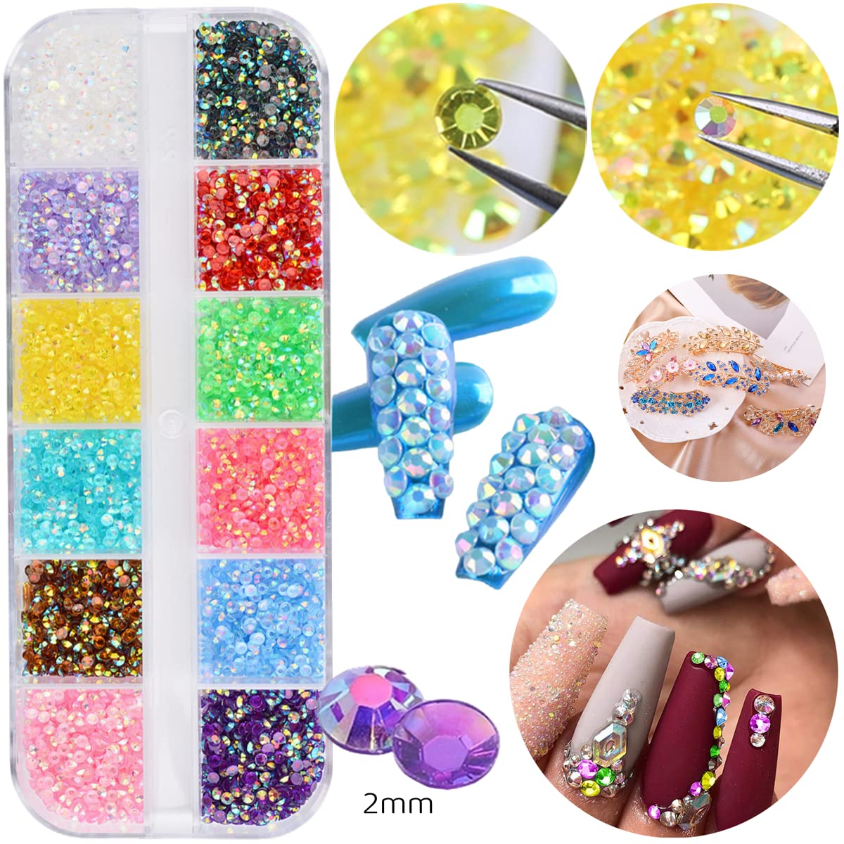Manicure application setup featuring the editTime rhinestones and precision tools.