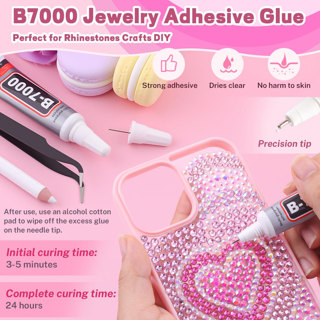 Included pickup pen and tweezers for rhinestone application