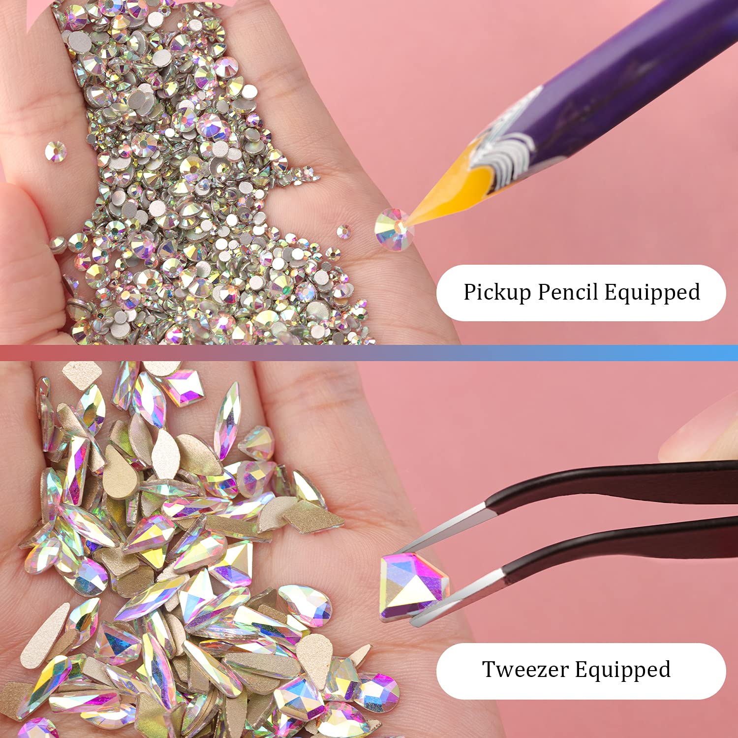Top view of Belleboost crystal kit flatback rhinestones