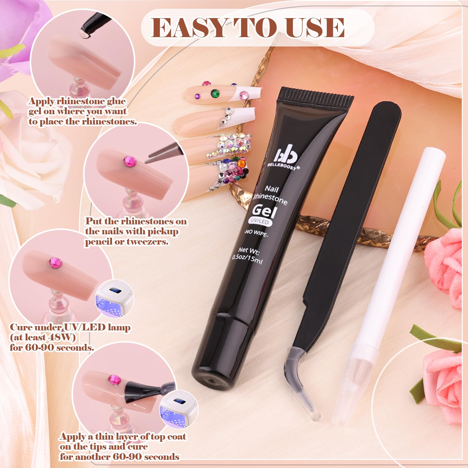 Included nail art wax picker pencil and tweezers