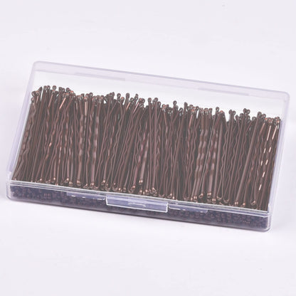 Morgles authentic USA imported hair accessories packaging with brown bobby pins inside the organizer.