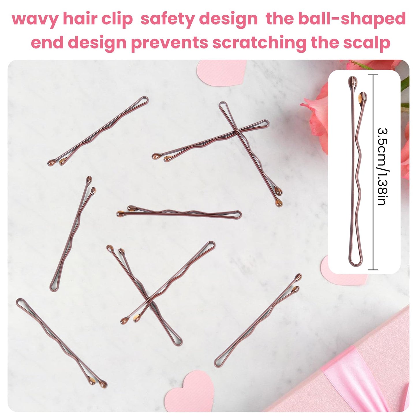 Rust proof double coated brown styling pins for securing neat updos and buns