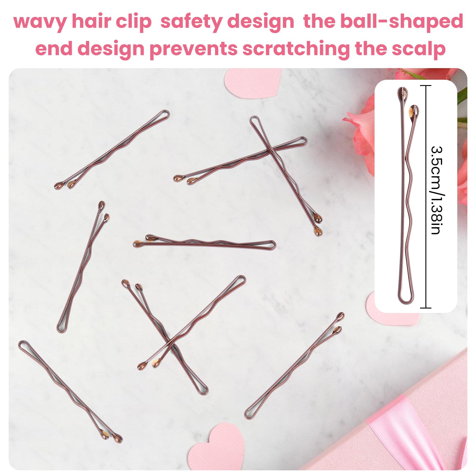 Rust proof double coated brown styling pins for securing neat updos and buns