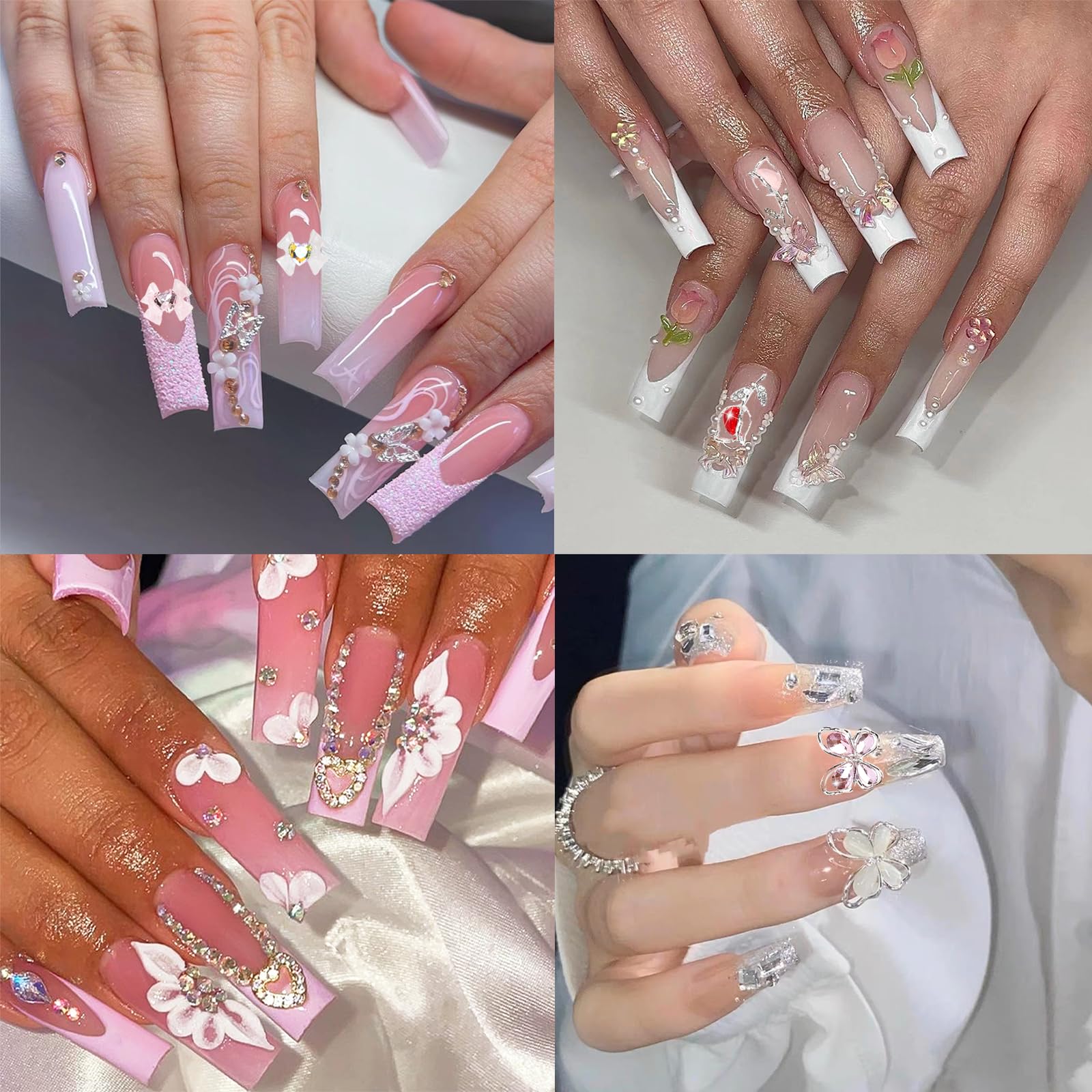 Shiny gold and silver nail charms for professional manicure