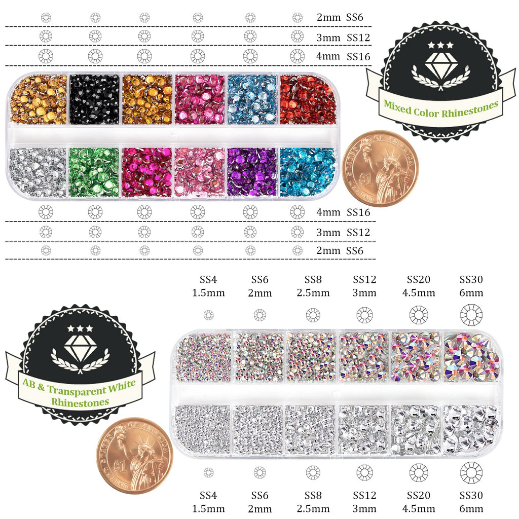 Rhinestone picker pencil and stainless steel tweezers included in kit