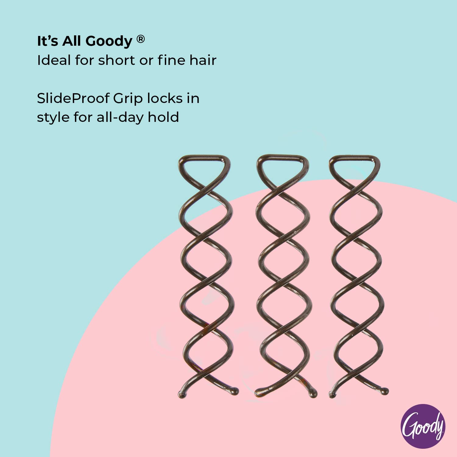 Side view showing how spin pins twist into a bun