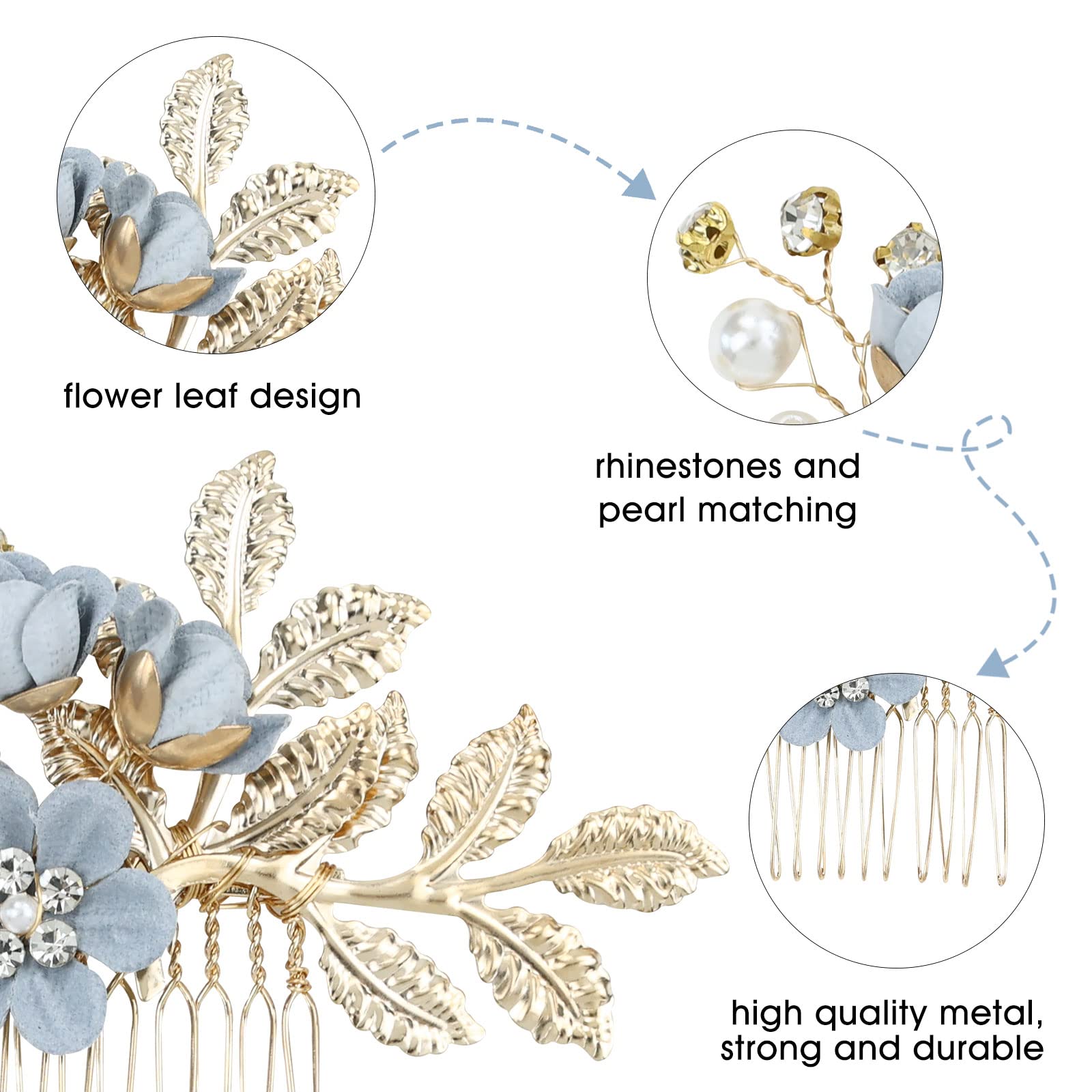 Alloy floral headpieces with rhinestones and faux pearls layout