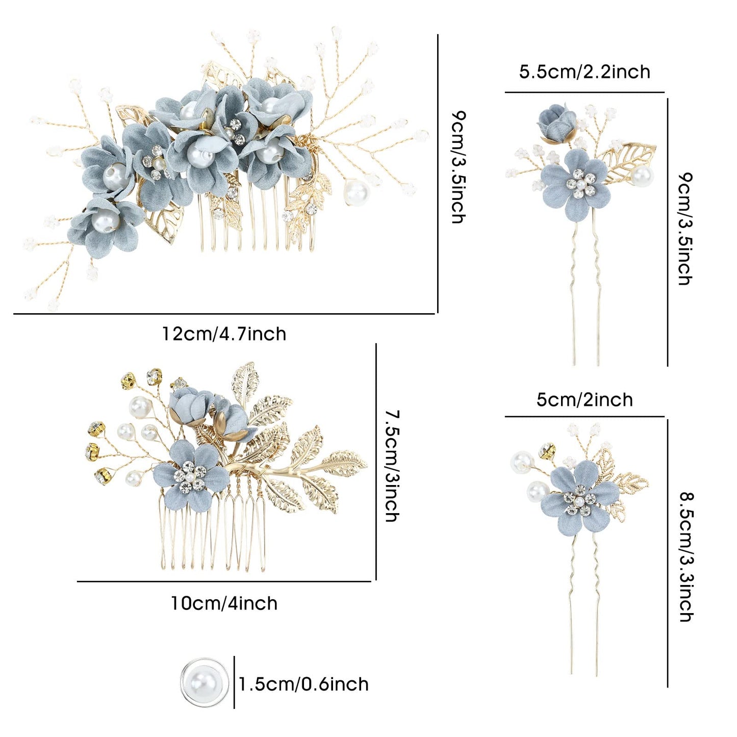 Elegant dusty blue wedding hair accessories kit packaging display