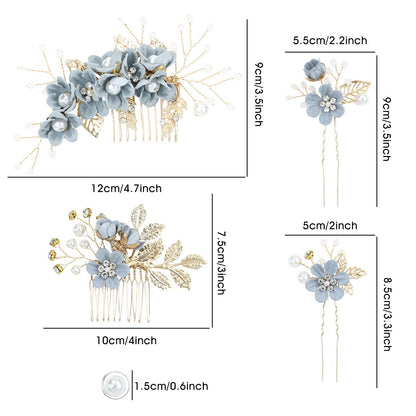 Elegant dusty blue wedding hair accessories kit packaging display