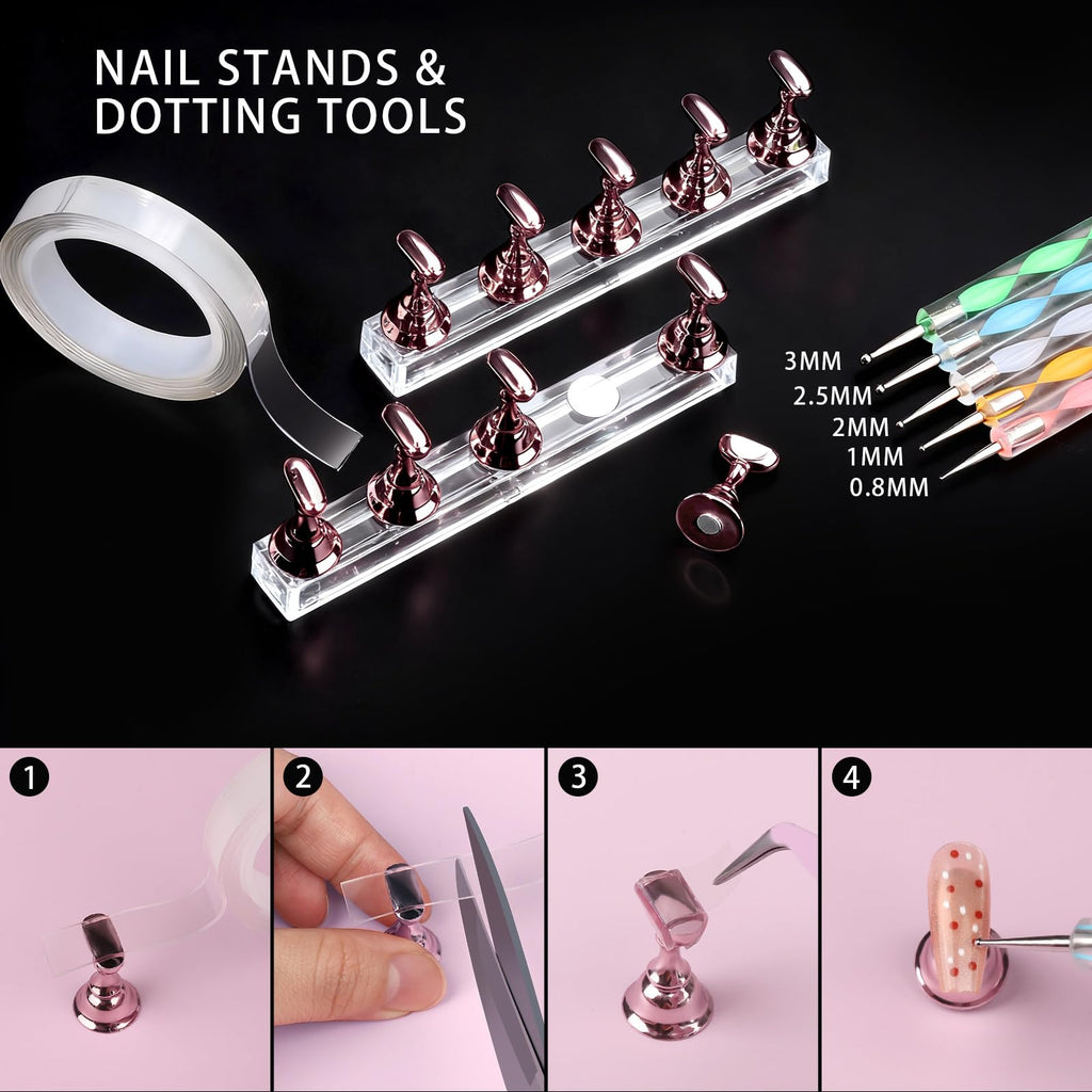 Collection of 15 pink-handled nail art detailing brushes