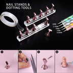 Collection of 15 pink-handled nail art detailing brushes