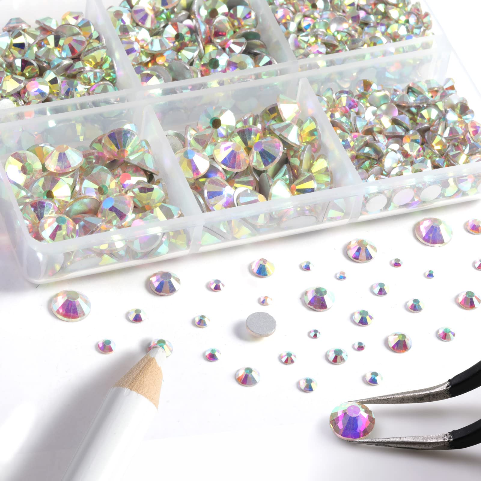 Close up of Beadsland glass rhinestones in 10 mixed sizes