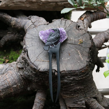 Dark alternative aesthetic black metal hair accessories for women side angle