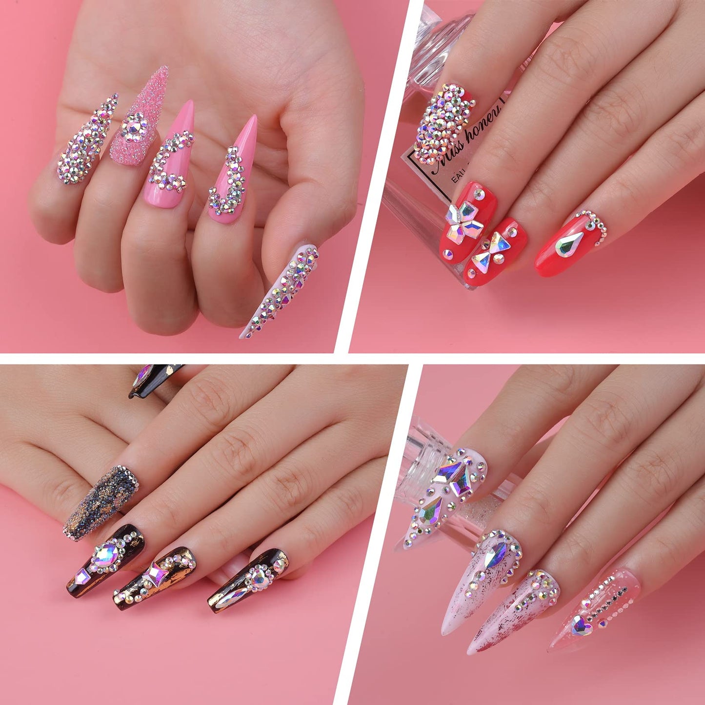 Full set of Huetfat nail art rhinestones with storage box accessories