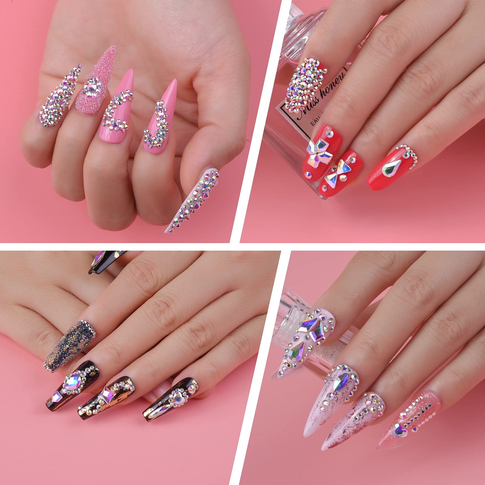 Full set of Huetfat nail art rhinestones with storage box accessories