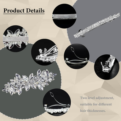Close up view of the intricate crystal stone layout on the Mulzile wedding hair pins.