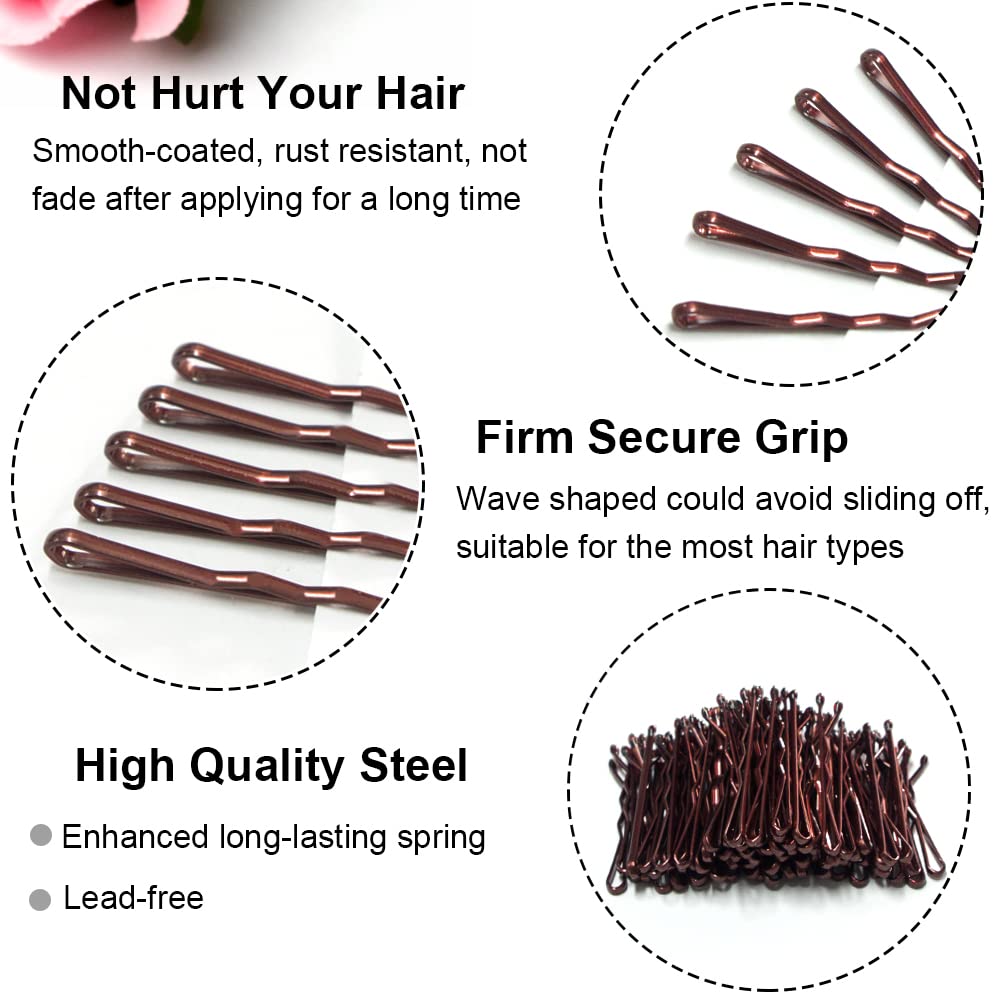 Close up of rust resistant metal mini hair clips inside compact rectangular tin