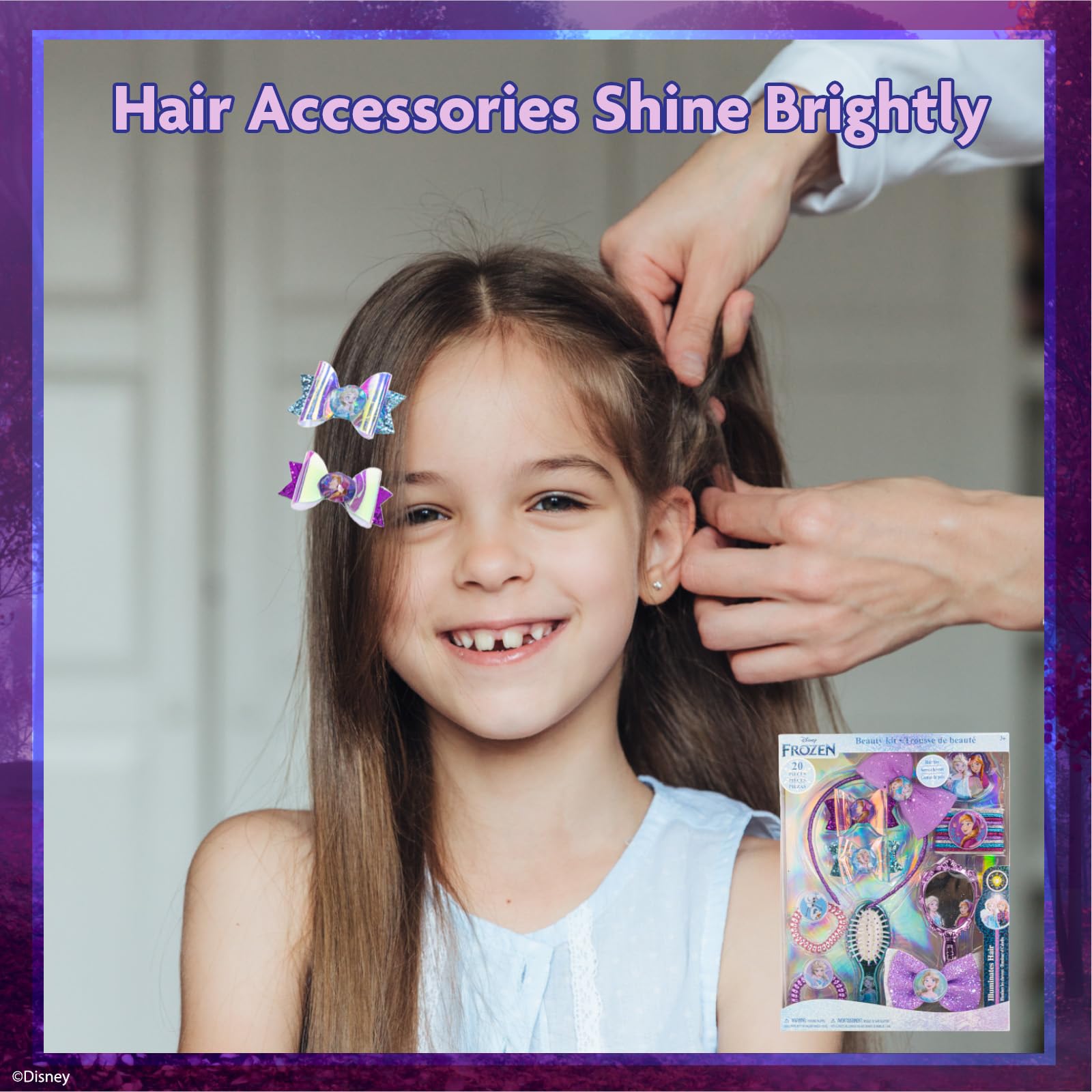Townley Girl children hair kit showcasing safe plastic comb and matching hand mirror.