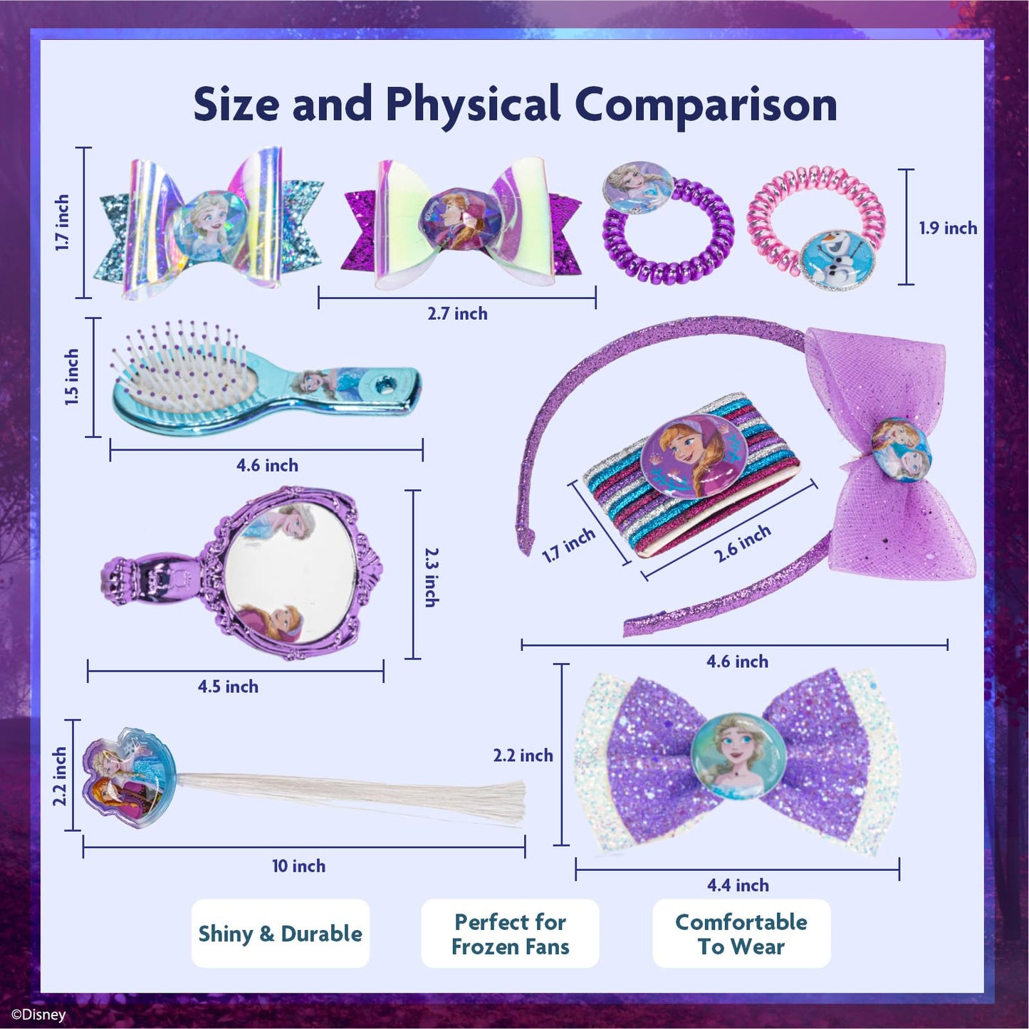 Kids premium hair grooming items featuring Elsa Anna and Olaf graphics.