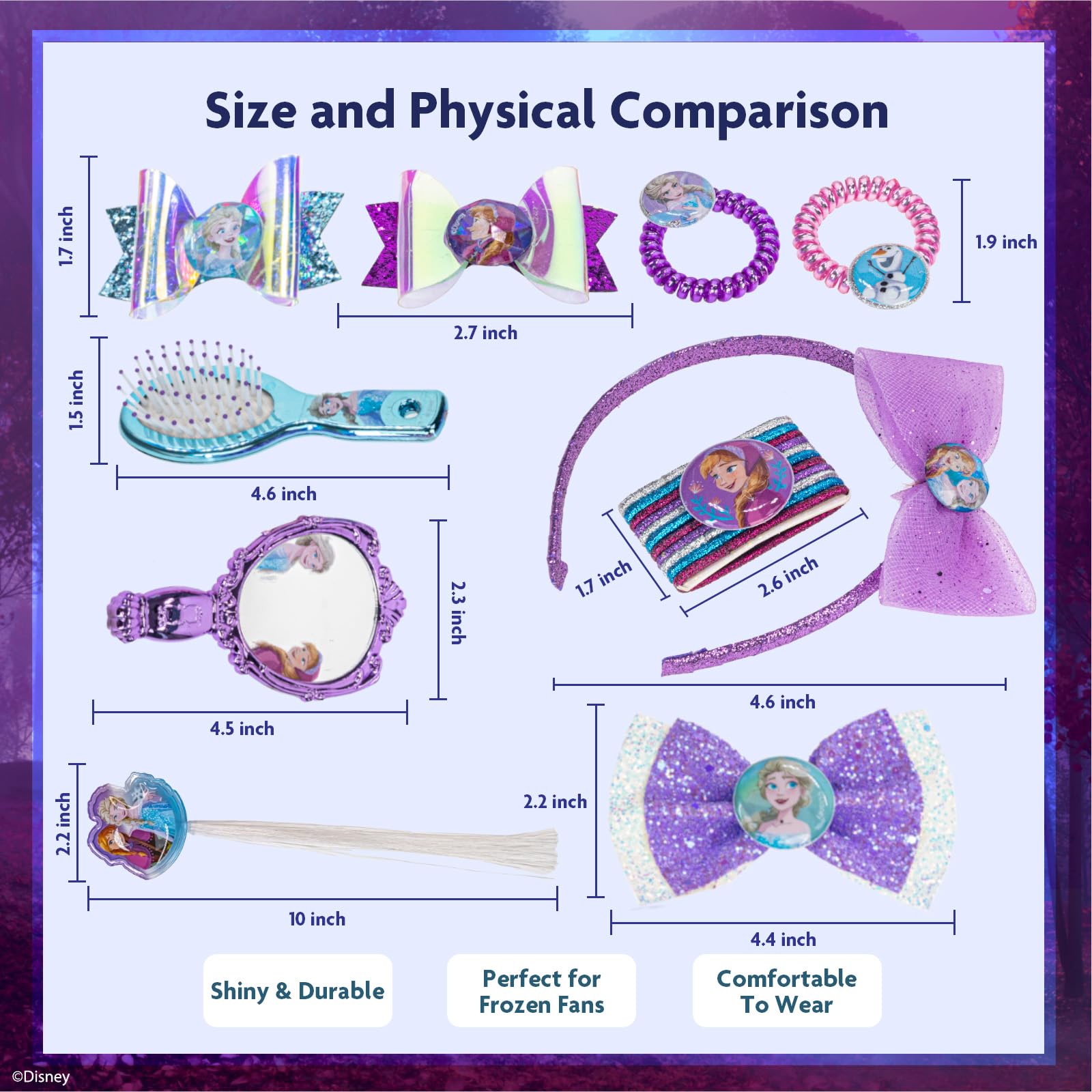 Kids premium hair grooming items featuring Elsa Anna and Olaf graphics.