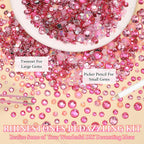 Transparent 15-grid storage box filled with pink rhinestones