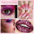 Assorted 2mm to 6mm pink jelly rhinestones laid out