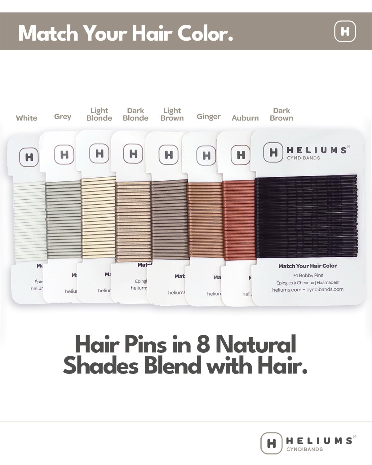 Heliums platinum white hair grips two point five inch length comparison