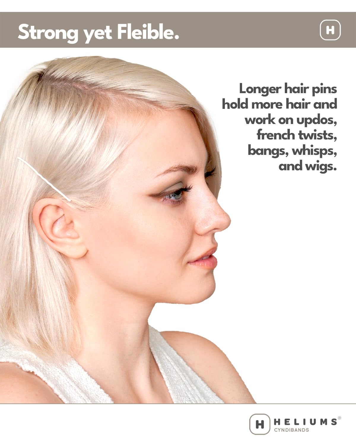 Heliums premium long bobby pins for light blonde and gray hair